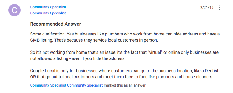 Google My Business on Home Based Business Virtual Businesses